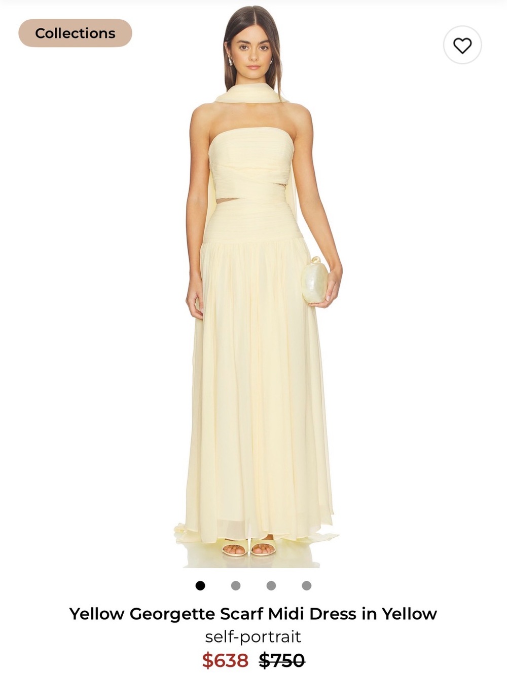 Self-Portrait Pale Yellow Georgette Elegant Dress